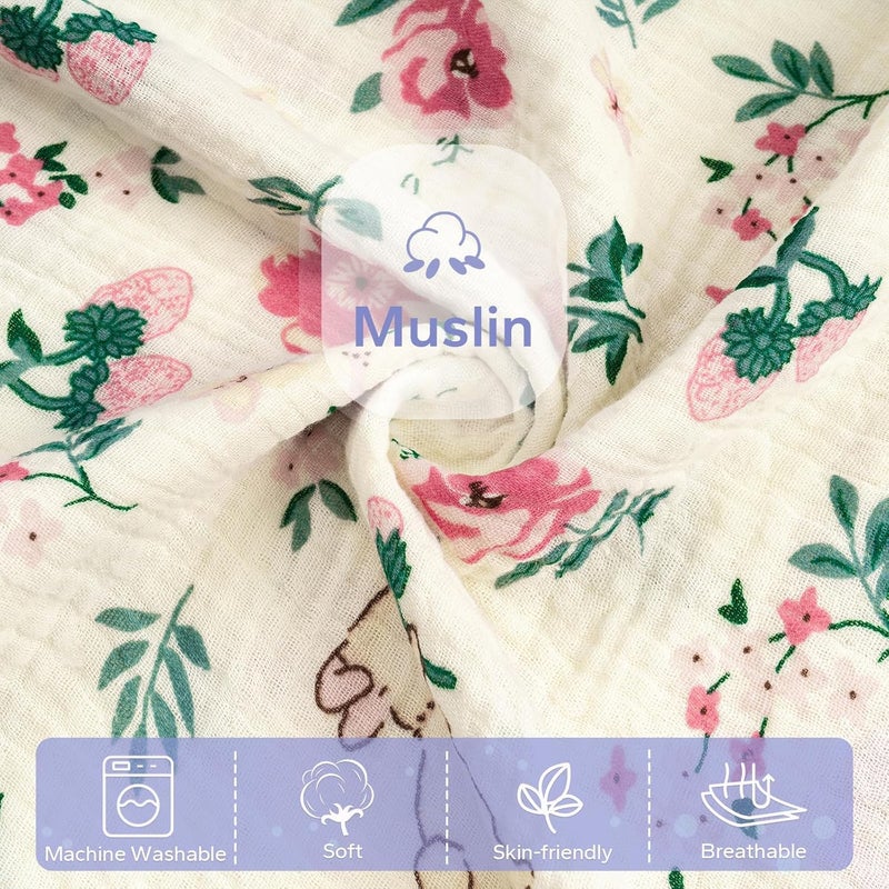 FUNUPUP Muslin Baby Lounger Cover Compatible with Snuggle Me Lounger, Infant Lounger Pillow Cover for Newborn, Removable Newborn Lounger Cover for Boys and Girls, Only Cover, Pink Flower - Image 2